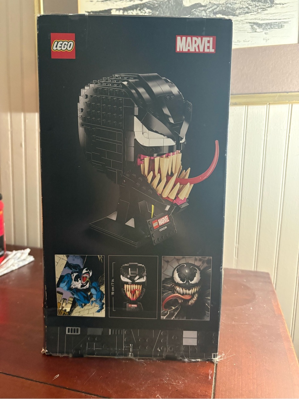 Marvel Venom Bust Sculpture in Black with White Eyes and Red Tongue